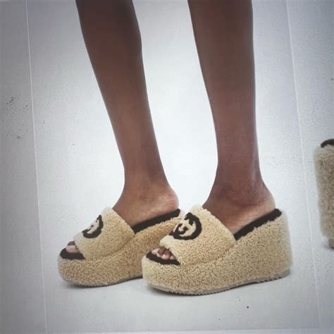 gucci sherpa shoes|Gucci ladies slides.